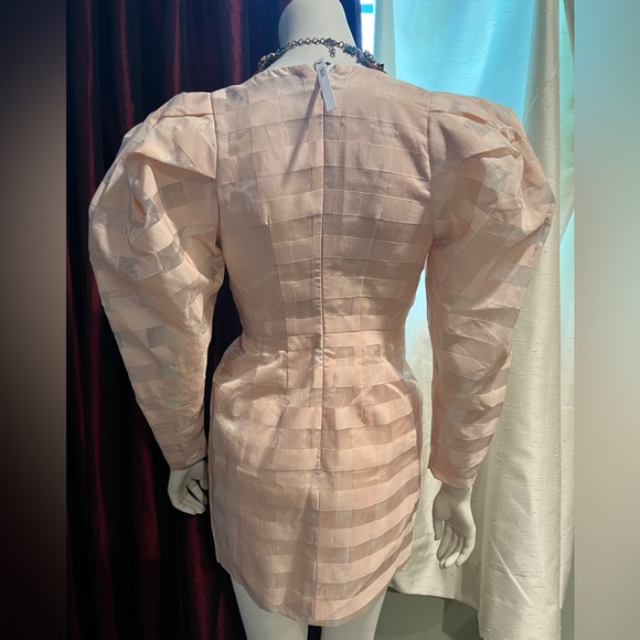 Asos Edition Organza Check Minidress with Extreme Sleeve - Picture 6 of 7